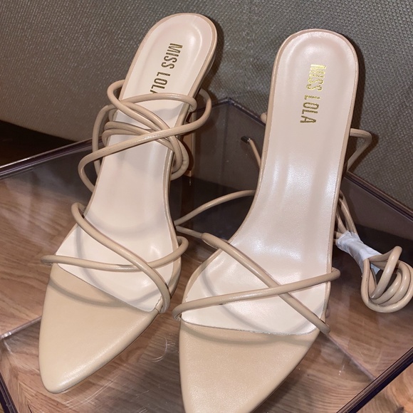 Nude Lace-Up Heels - Picture 2 of 6